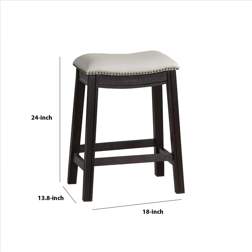 Curved Leatherette Counter Stool with Nailhead Trim Set of 2 Gray By Casagear Home BM232002