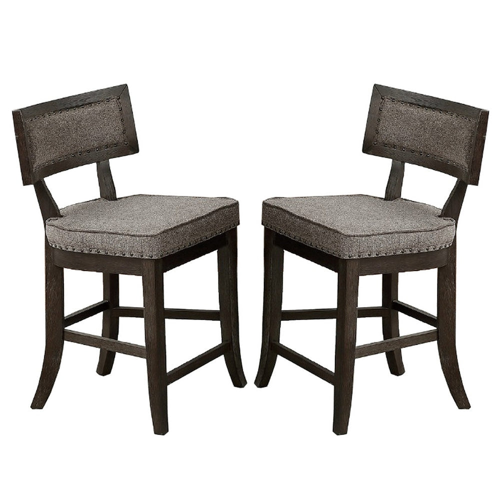 Curved Top Wooden High Chair with Flared Legs, Set of 2, Gray By Casagear Home