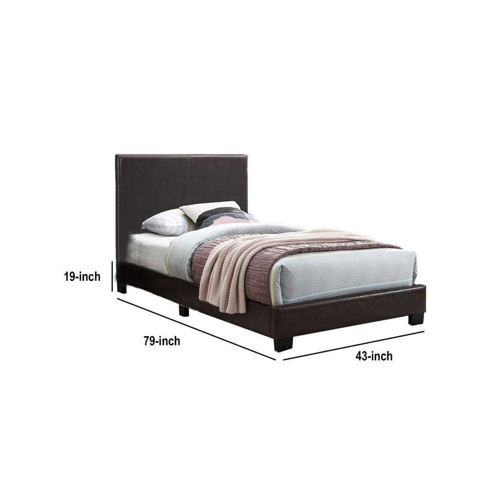 Transitional Style Leatherette Full Bed with Padded Headboard Dark Brown By Casagear Home BM232005