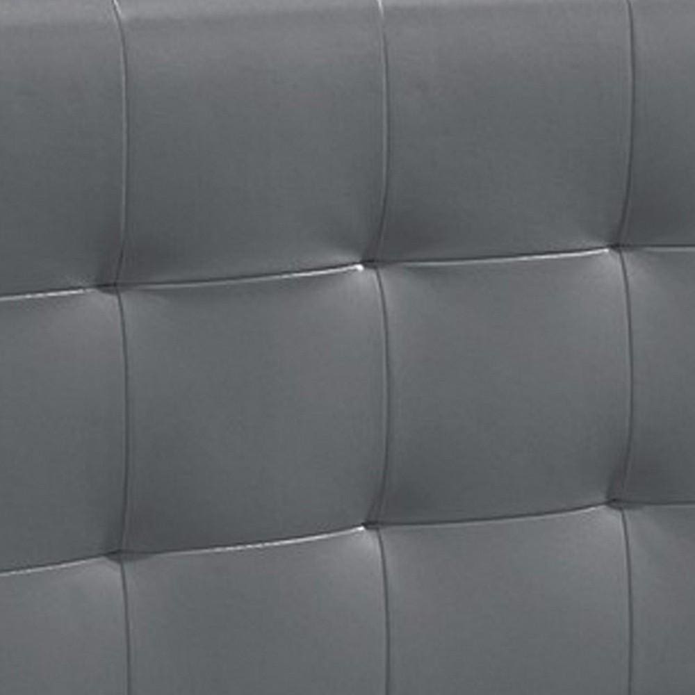 Twin Leatherette Bed with Checkered Tufted Headboard Gray By Casagear Home BM232013