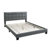 Full Leatherette Bed with Checkered Tufted Headboard, Gray By Casagear Home