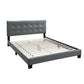 Queen Leatherette Bed with Checkered Tufted Headboard, Gray By Casagear Home