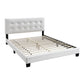 Twin Leatherette Bed with Checkered Tufted Headboard, White By Casagear Home