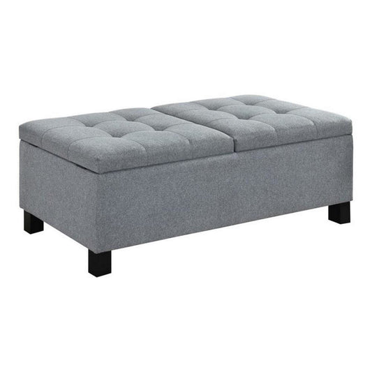 Wooden Ottoman with Hidden Storage Compartment, Gray and Black By Casagear Home