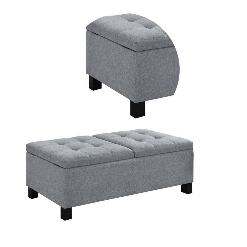 Wooden Ottoman with Hidden Storage Compartment Gray and Black By Casagear Home BM232038