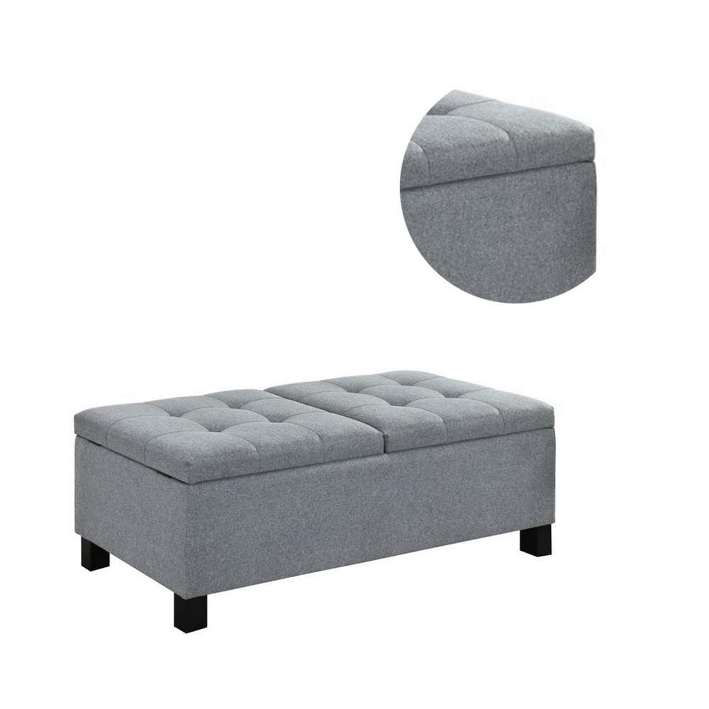 Wooden Ottoman with Hidden Storage Compartment Gray and Black By Casagear Home BM232038