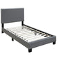 Transitional Style Leatherette Queen Bed with Padded Headboard, Gray By Casagear Home