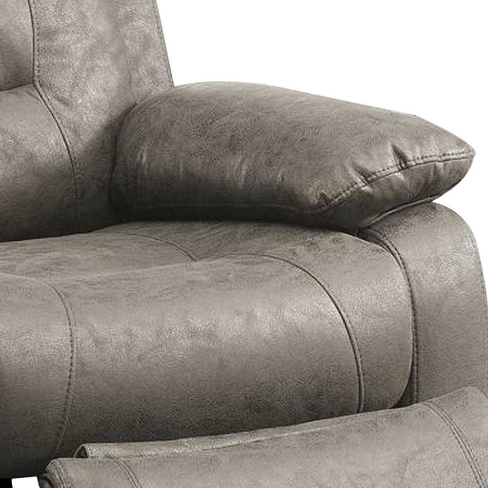 41 Inch Leatherette Power Recliner with USB Port Gray By Casagear Home BM232058
