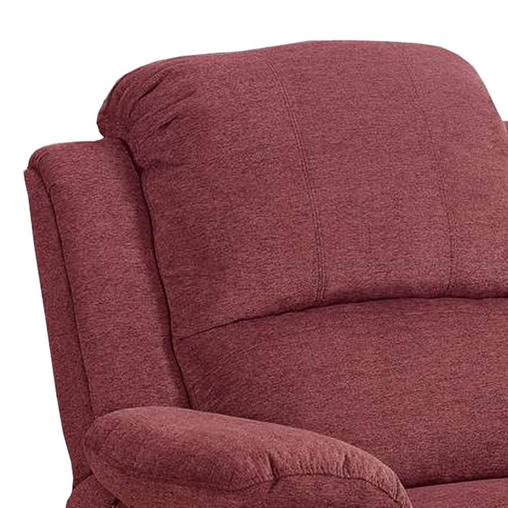 39 Inch Fabric Power Recliner with USB Port Red By Casagear Home BM232060