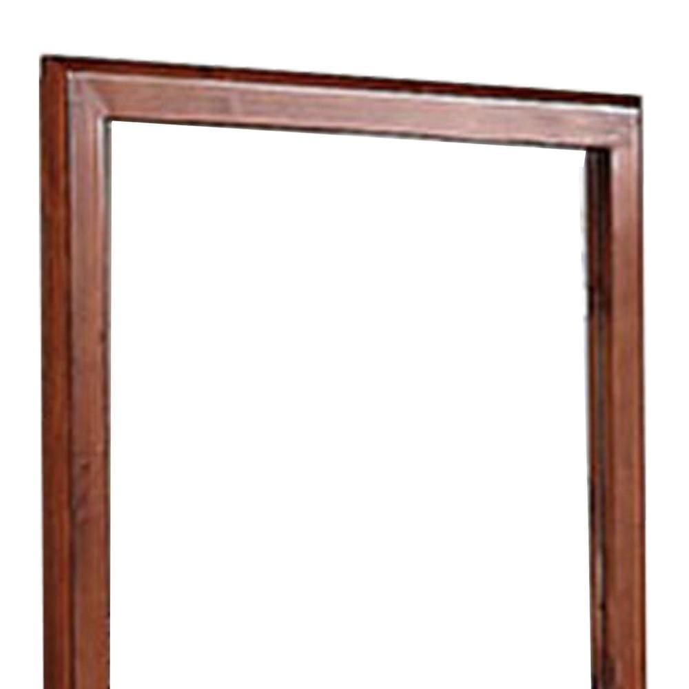 36 Inches Rectangular Wood Encased Mirror Brown By Casagear Home BM232105