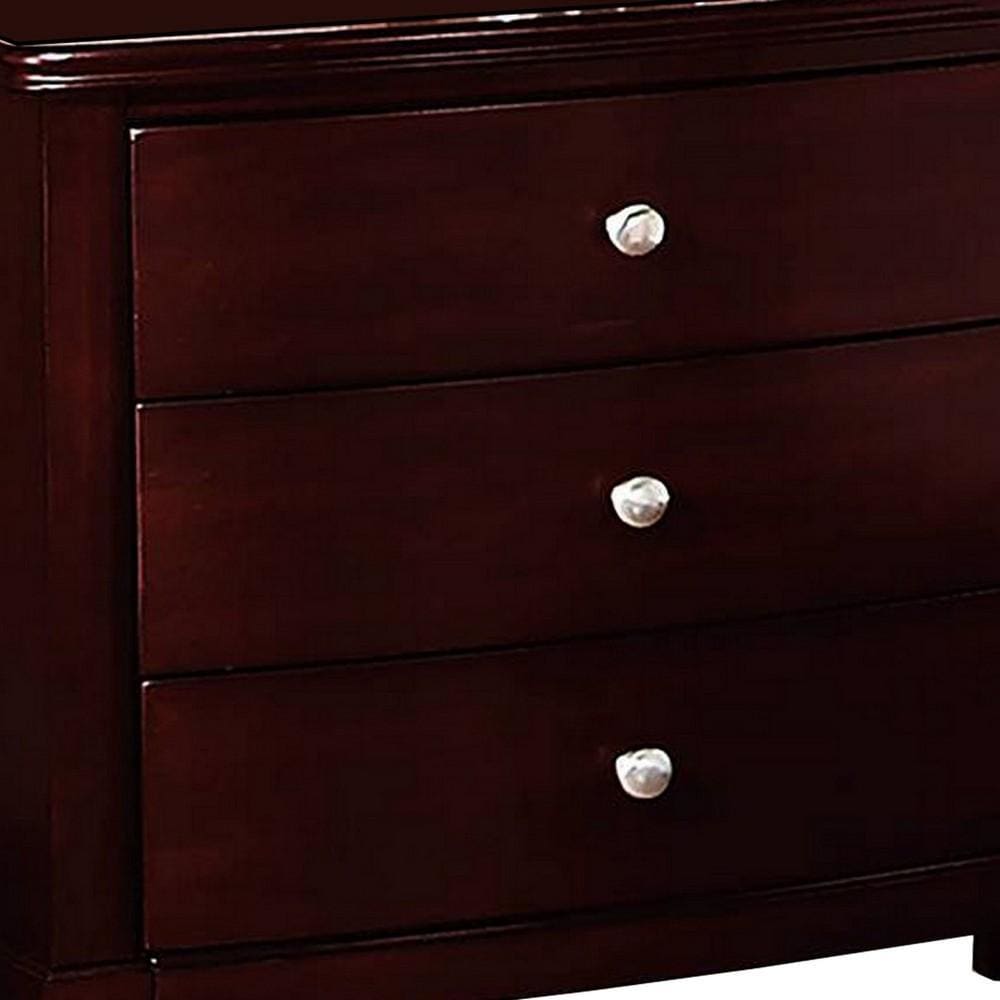 26 Inches 3 Drawer Wooden Nightstand with Chamfered Legs Brown By Casagear Home BM232106