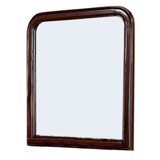 37 Inches Wooden Mirror with Curved Edges, Brown By Casagear Home