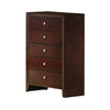 47 Inches 5 Drawer Wooden Chest with Metal Pulls, Brown By Casagear Home