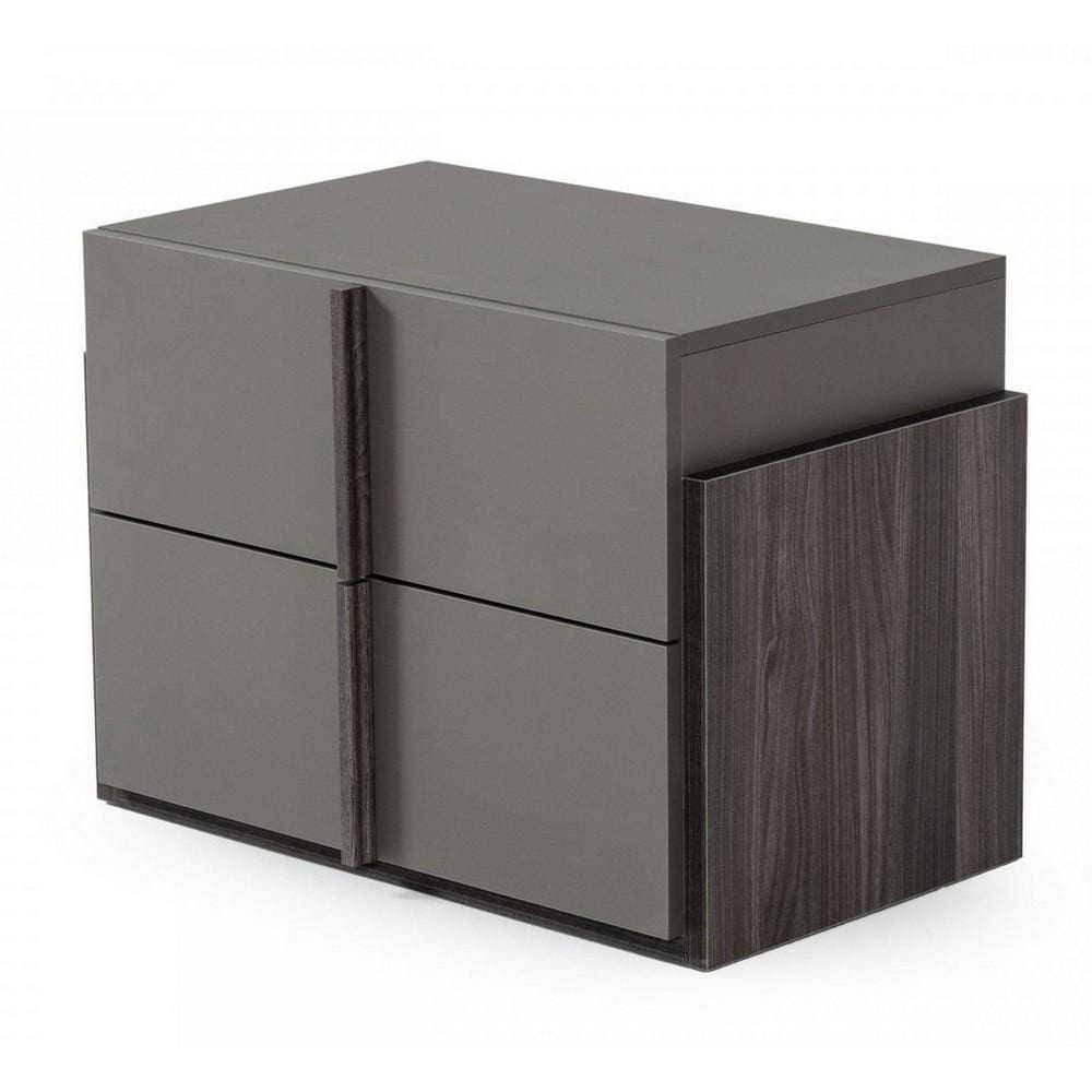 Logan Nightstand | Wood Frame | 2 Self Closing Drawers | Gray