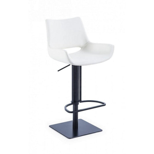 Swivel Faux Leather Bar Stool with Countered Seat, White and Black By Casagear Home