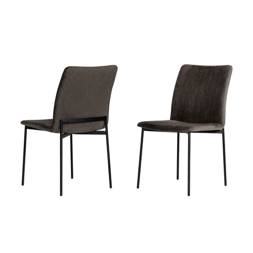 Carly Dining Chair Set | Sleigh Design | Fabric | Metal Legs | Gray