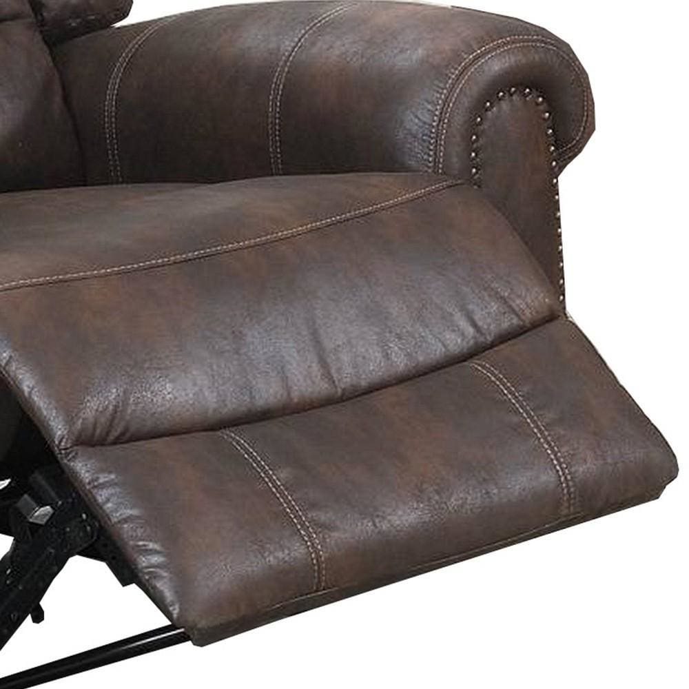 Leatherette Manual Motion Recliner with Tufted Back Brown By Casagear Home BM232358