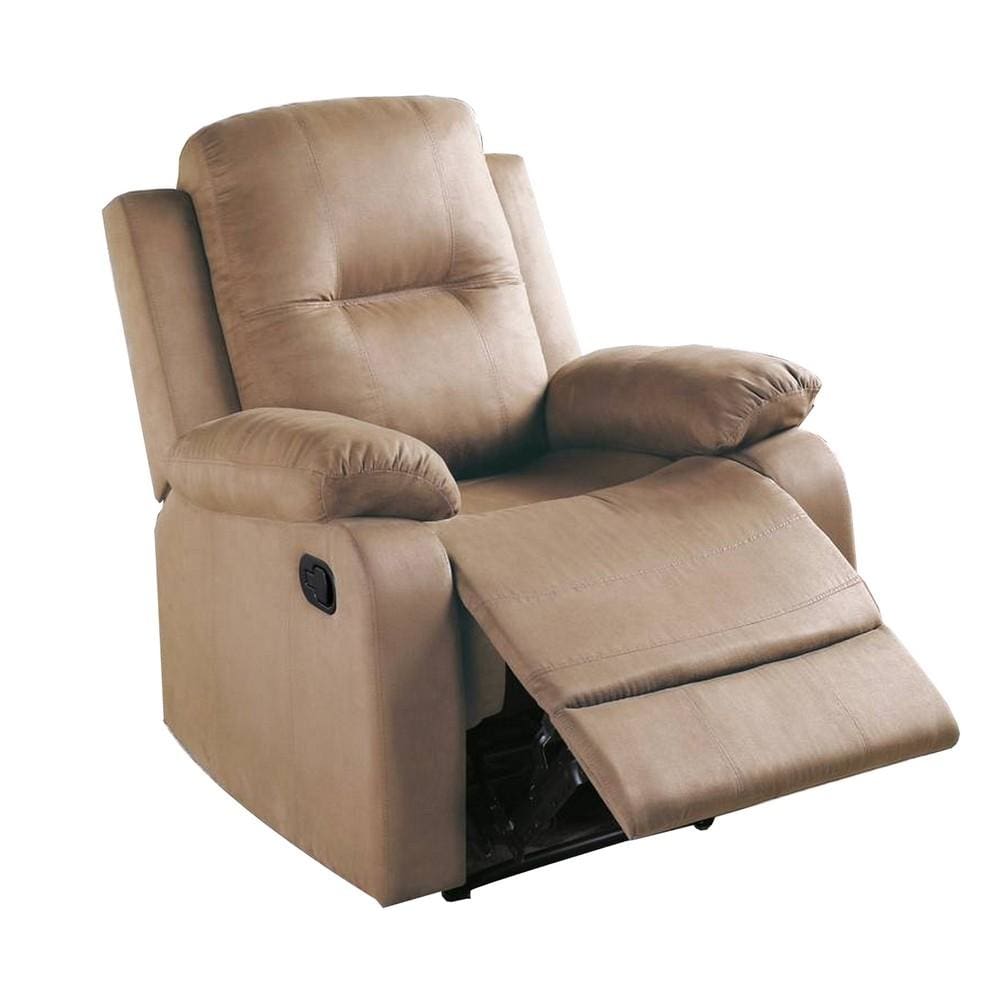 Fabric Upholstered Recliner with Tufted Back, Beige By Casagear Home