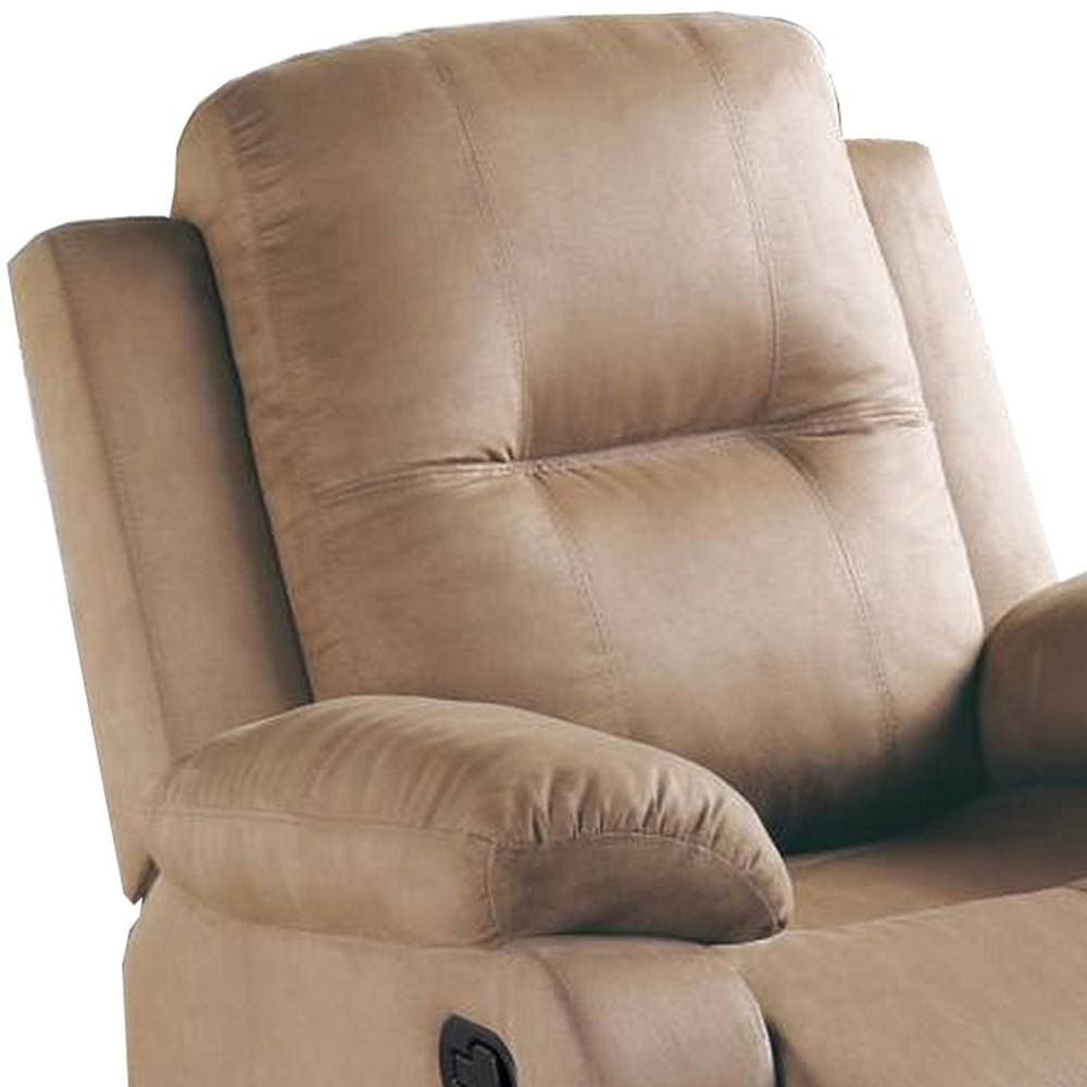 Fabric Upholstered Recliner with Tufted Back Beige By Casagear Home BM232415