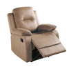 Fabric Upholstered Recliner with Tufted Back, Beige By Casagear Home