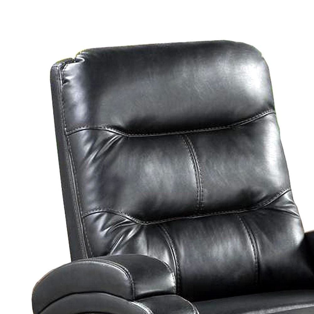 Nailhead Trim Leatherette Recliner with Sloped Arms Black By Casagear Home BM232416