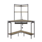 Wood and Metal Desk with 2 Shelf Hutch Brown and Gray By Casagear Home BM232508