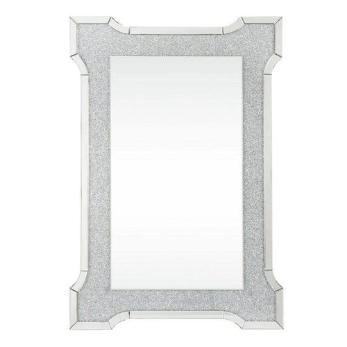 Kai Wall Mirror | Rectangular Beveled | Faux Diamond Inlays | Silver