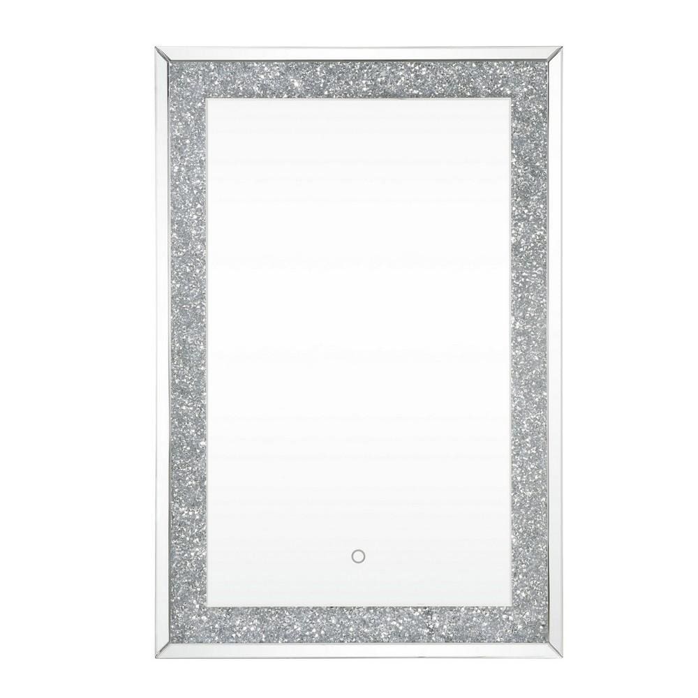 Rectangular Beveled Wall Mirror with Touch Led, Silver By Casagear Home