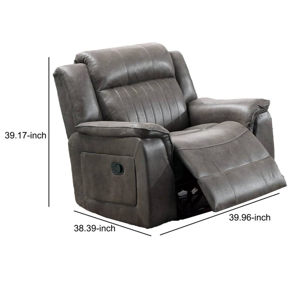 Fabric Manual Recliner Chair with Pillow Top Arms Gray By Casagear Home BM232607