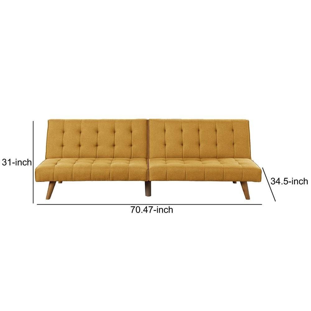 Fabric Adjustable Sofa with Tufted Details and Splayed Legs Yellow By Casagear Home BM232613
