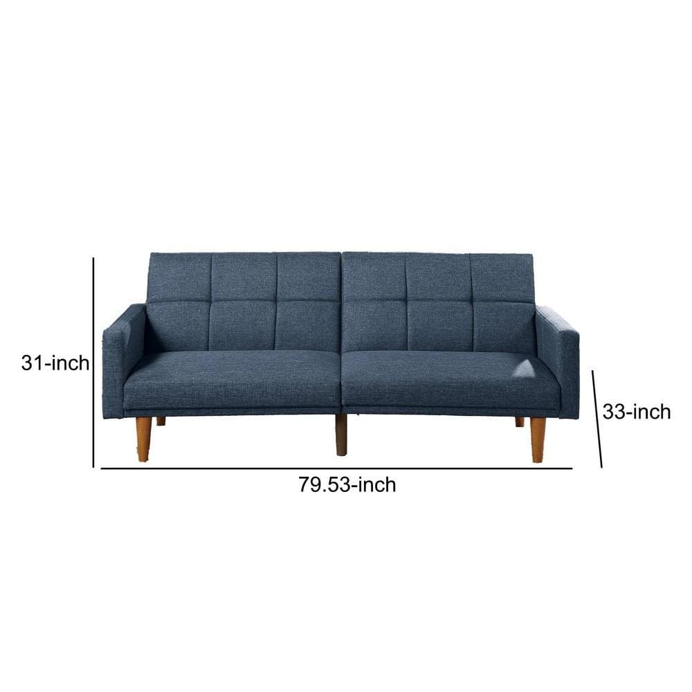 Fabric Adjustable Sofa with Square Tufted Back Blue By Casagear Home BM232619