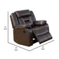 37 Inches Leatherette Glider Recliner with Pillow Arms Dark Brown By Casagear Home BM232625