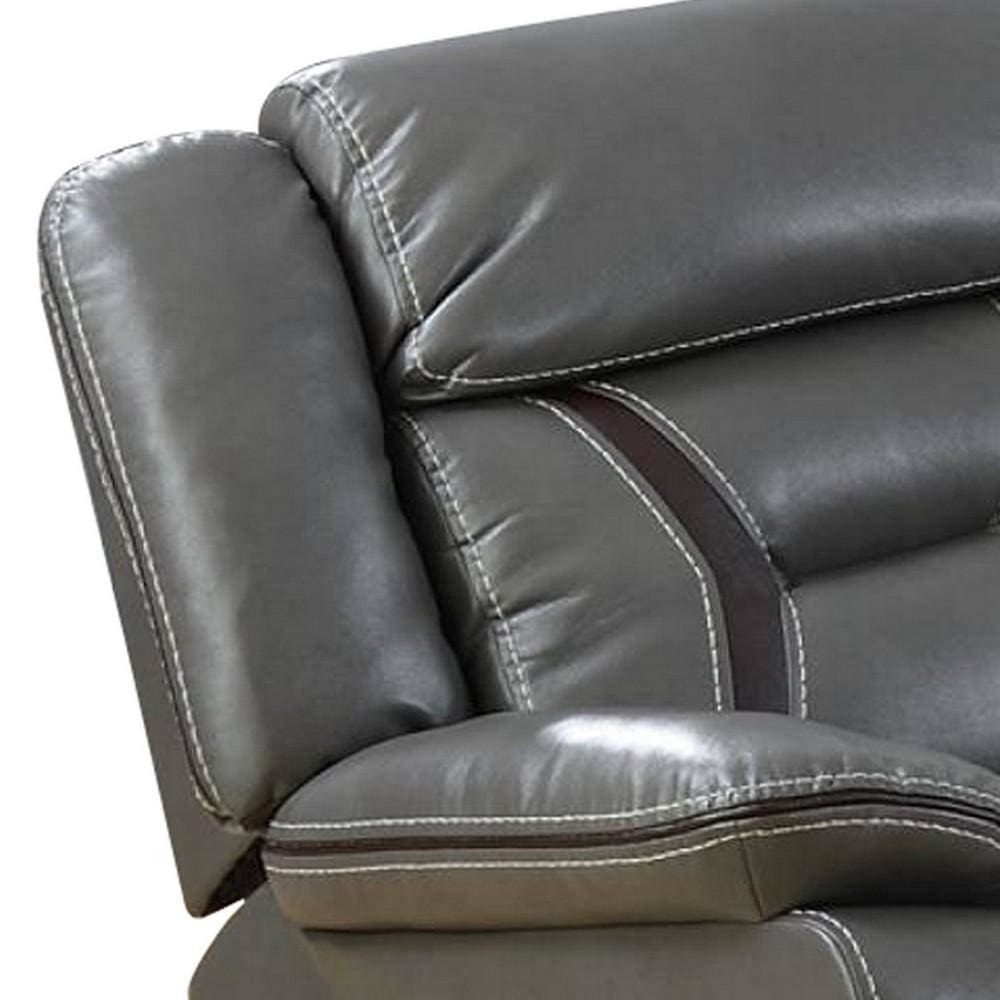 37 Inches Leatherette Glider Recliner with Pillow Arms Gray By Casagear Home BM232628