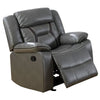 37 Inches Leatherette Glider Recliner with Pillow Arms, Gray By Casagear Home