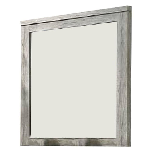 Wall Mirror with Rectangular Frame and Molded Details, Gray By Casagear Home