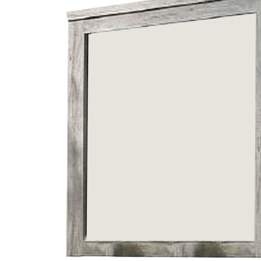 Wall Mirror with Rectangular Frame and Molded Details Gray By Casagear Home BM232688