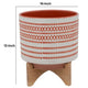 Round Shaped Ceramic Planter with Aztech Pattern Red By Casagear Home BM232690