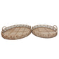 Round Shaped Bamboo Tray with Curved Handle, Set of 2, Brown By Casagear Home