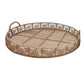 Round Shaped Bamboo Tray with Curved Handle Set of 2 Brown By Casagear Home BM232698