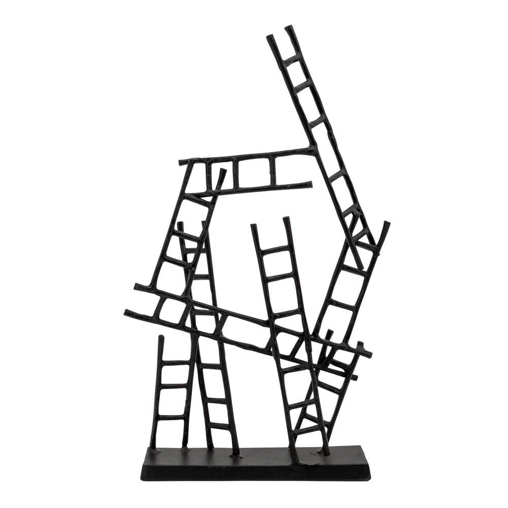 24 Inch Metal Ladder Sculpture with Stable Base, Black By Casagear Home