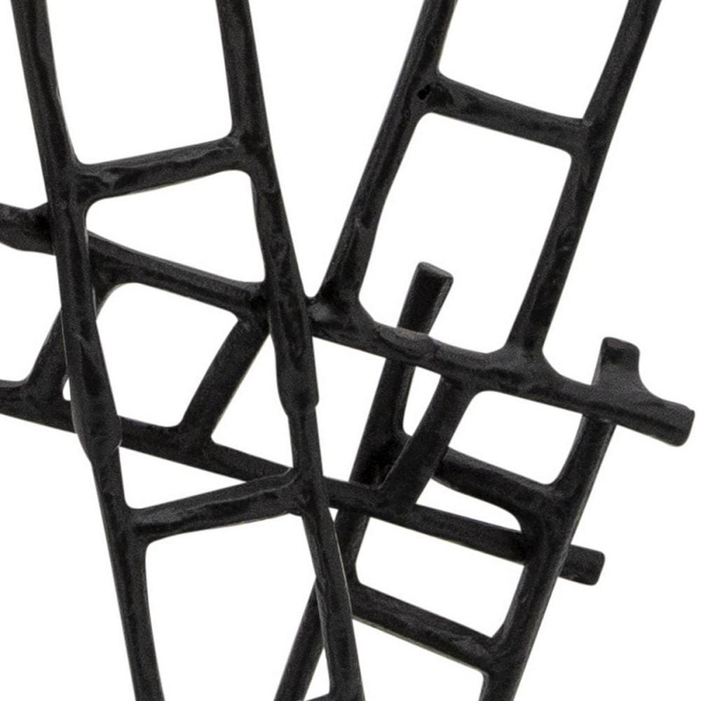 24 Inch Metal Ladder Sculpture with Stable Base Black By Casagear Home BM232704