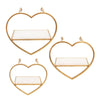 Heart Shaped Metal and Wooden Shelf, Set of 3 By Casagear Home