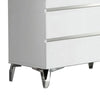 47 Inch 5 Drawer Modern Chest with Metal Legs White and Silver By Casagear Home BM232747