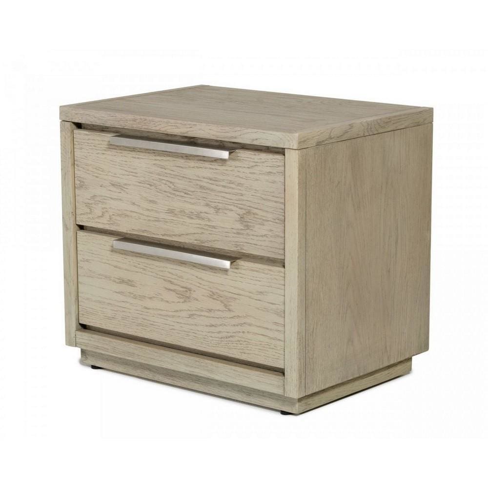21 Inch 2 Drawer Wooden Nightstand with Metal Pulls, Gray By Casagear Home