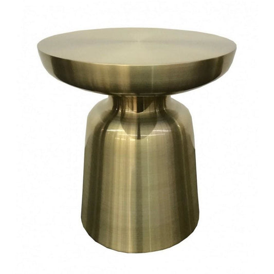 15 Inch Mushroom Shaped Metal End Table, Gold By Casagear Home