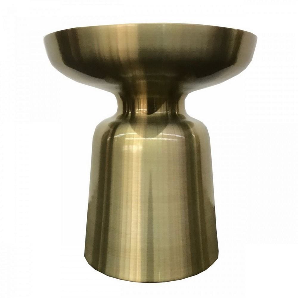15 Inch Mushroom Shaped Metal End Table Gold By Casagear Home BM232791