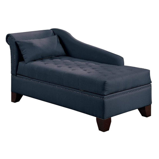 Chaise Lounge with Chamfered Feet and Nailhead Trim Details, Blue By Casagear Home
