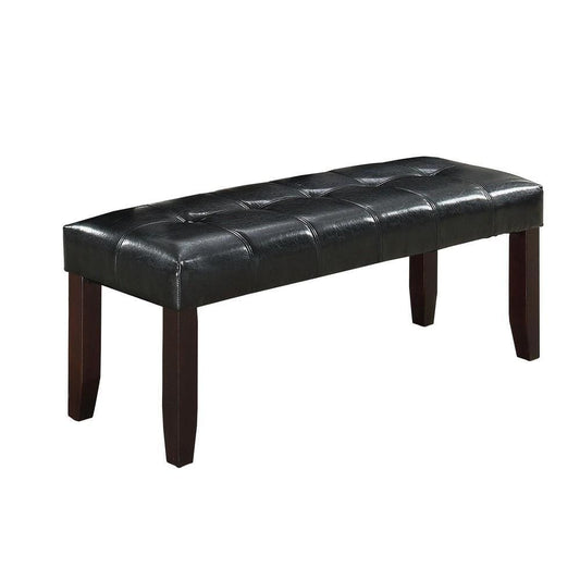 Dining Bench with Faux Leather Upholstery and Chamfered Feet, Black By Casagear Home