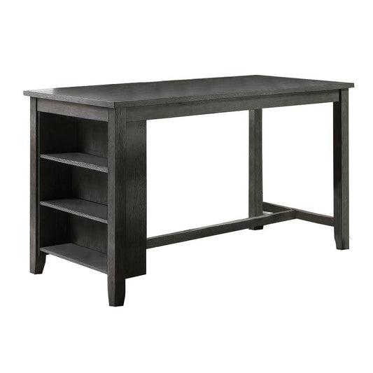 Wooden Counter Height Table with Three Storage Shelves, Gray By Casagear Home