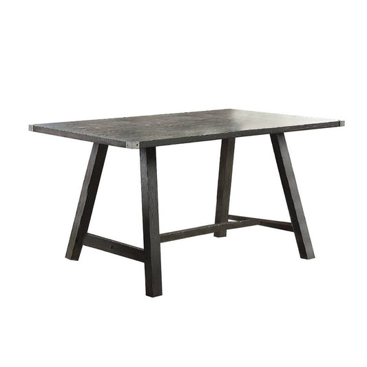 Wooden Counter Height Table with Angled Block Legs, Gray By Casagear Home
